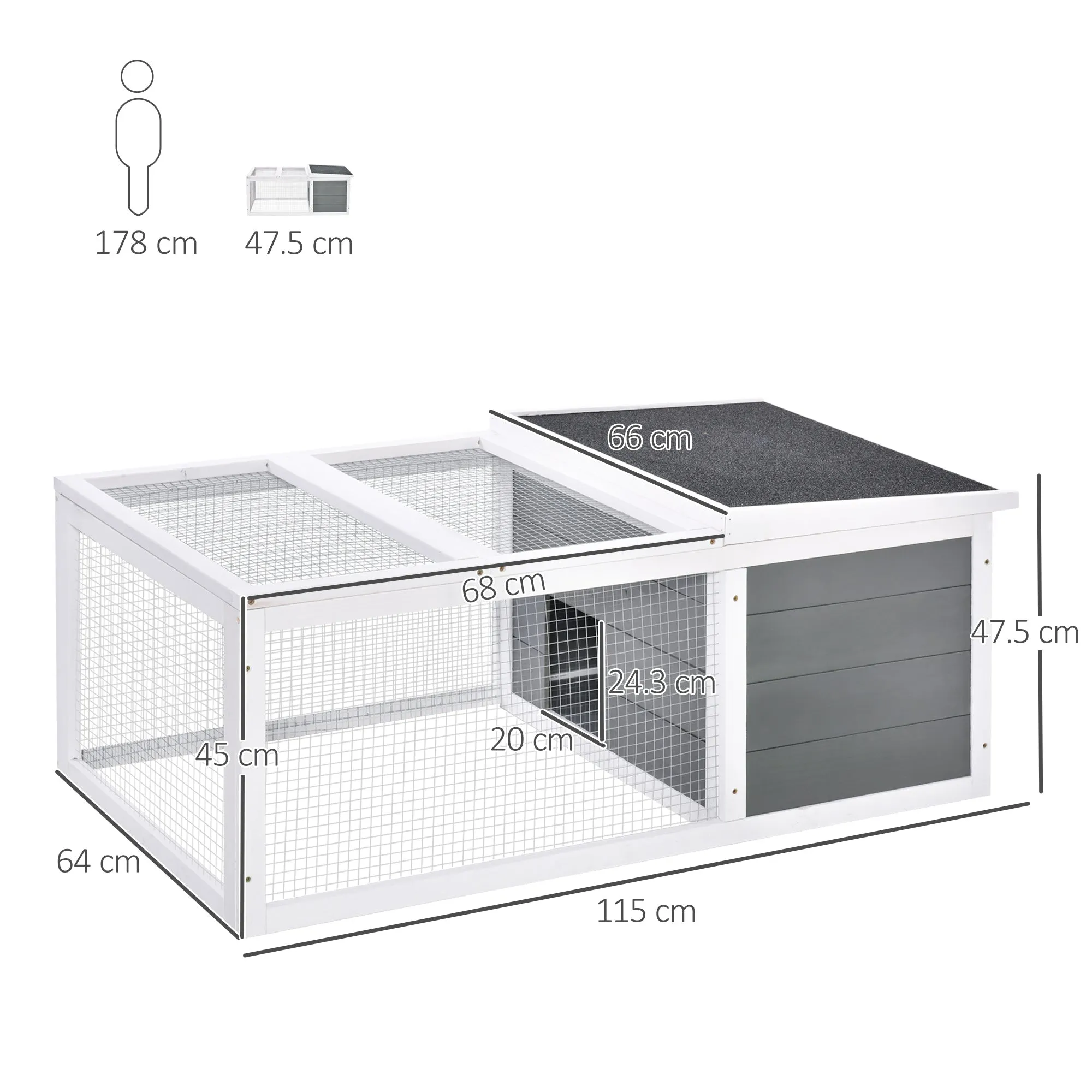 Indoor Outdoor Wooden Guinea Pigs Hutches Small Guinea Pigs Hutches Pet Run Cover with UV-resistant Asphalt roof and Water-repellent Paint