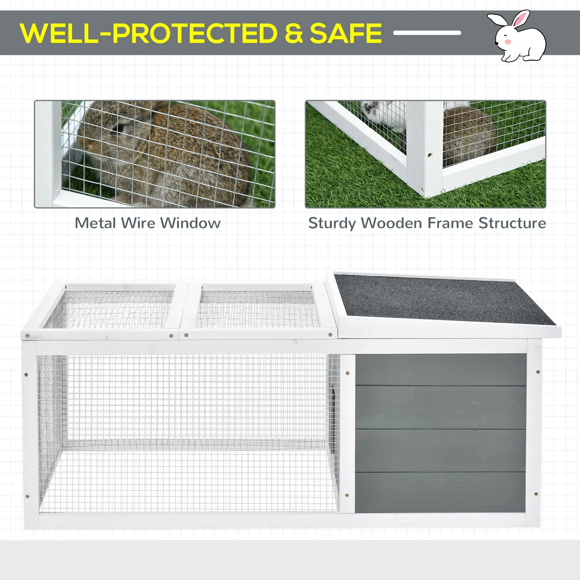 Indoor Outdoor Wooden Guinea Pigs Hutches Small Guinea Pigs Hutches Pet Run Cover with UV-resistant Asphalt roof and Water-repellent Paint