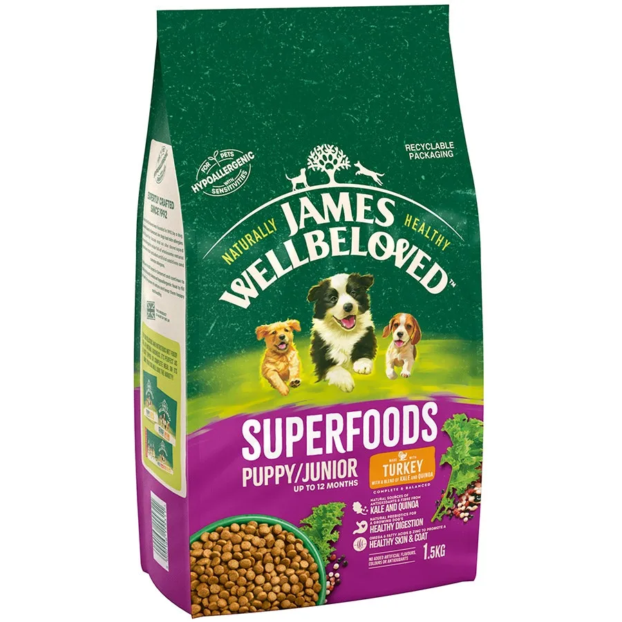 James Wellbeloved Pup/Jun Dog Superfoods Turkey With Kale & Quinoa 1.5kg