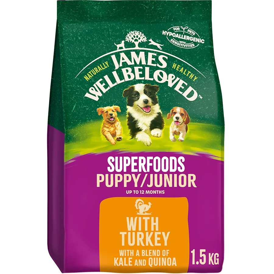 James Wellbeloved Pup/Jun Dog Superfoods Turkey With Kale & Quinoa 1.5kg