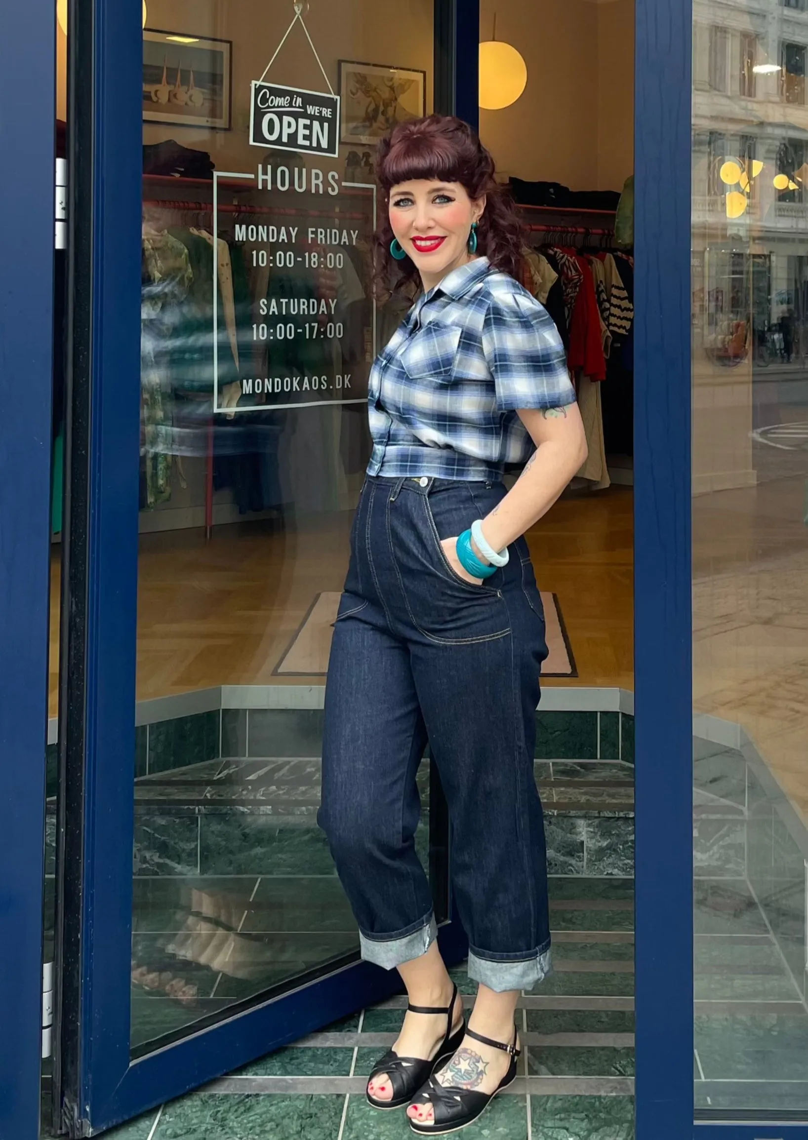 Jeanies Pedal-Pusher jeans i højtaljet 50'er look