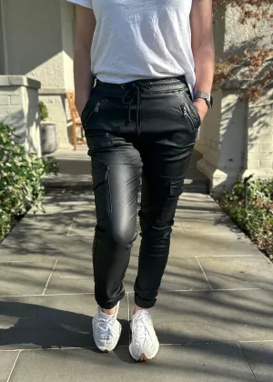 Joey Joggers || Black Leather Look