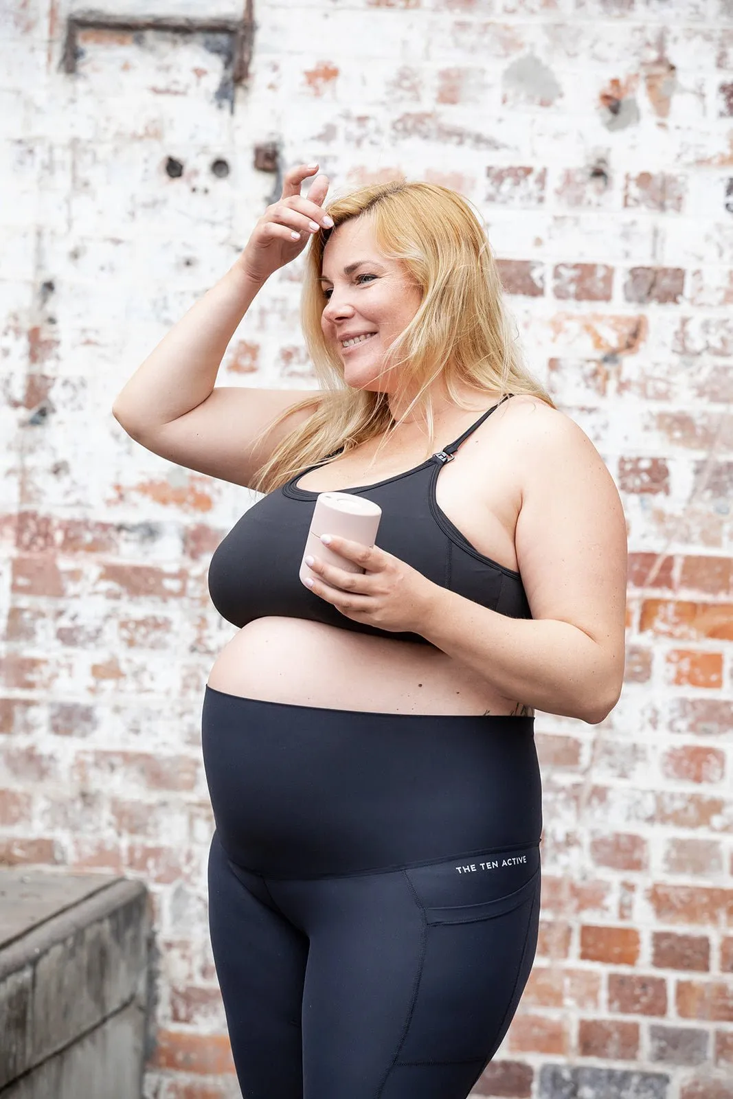 Karine eco suede black full length maternity tights
