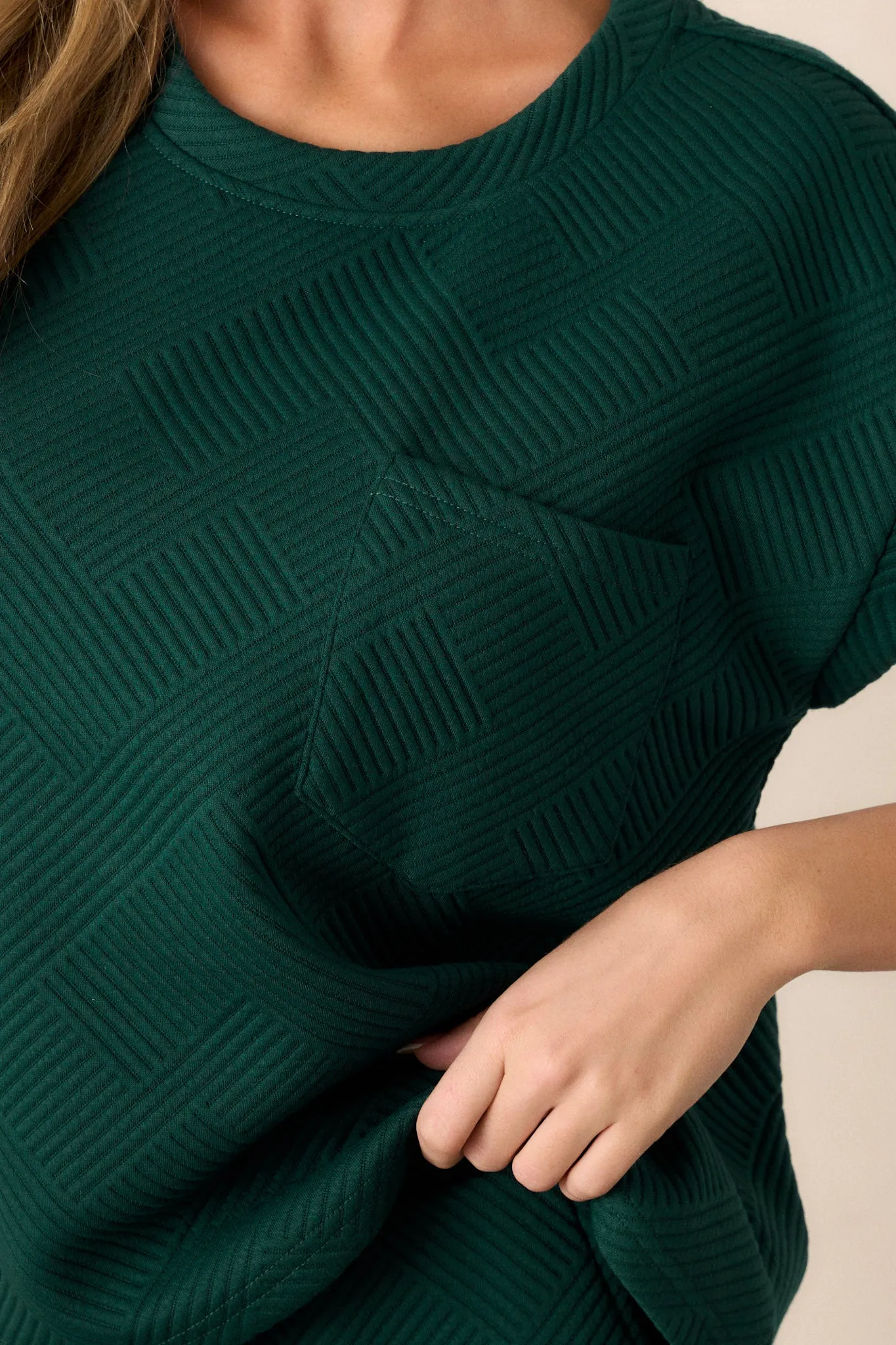 Keep It Creative Forest Green Textured Short Sleeve Top