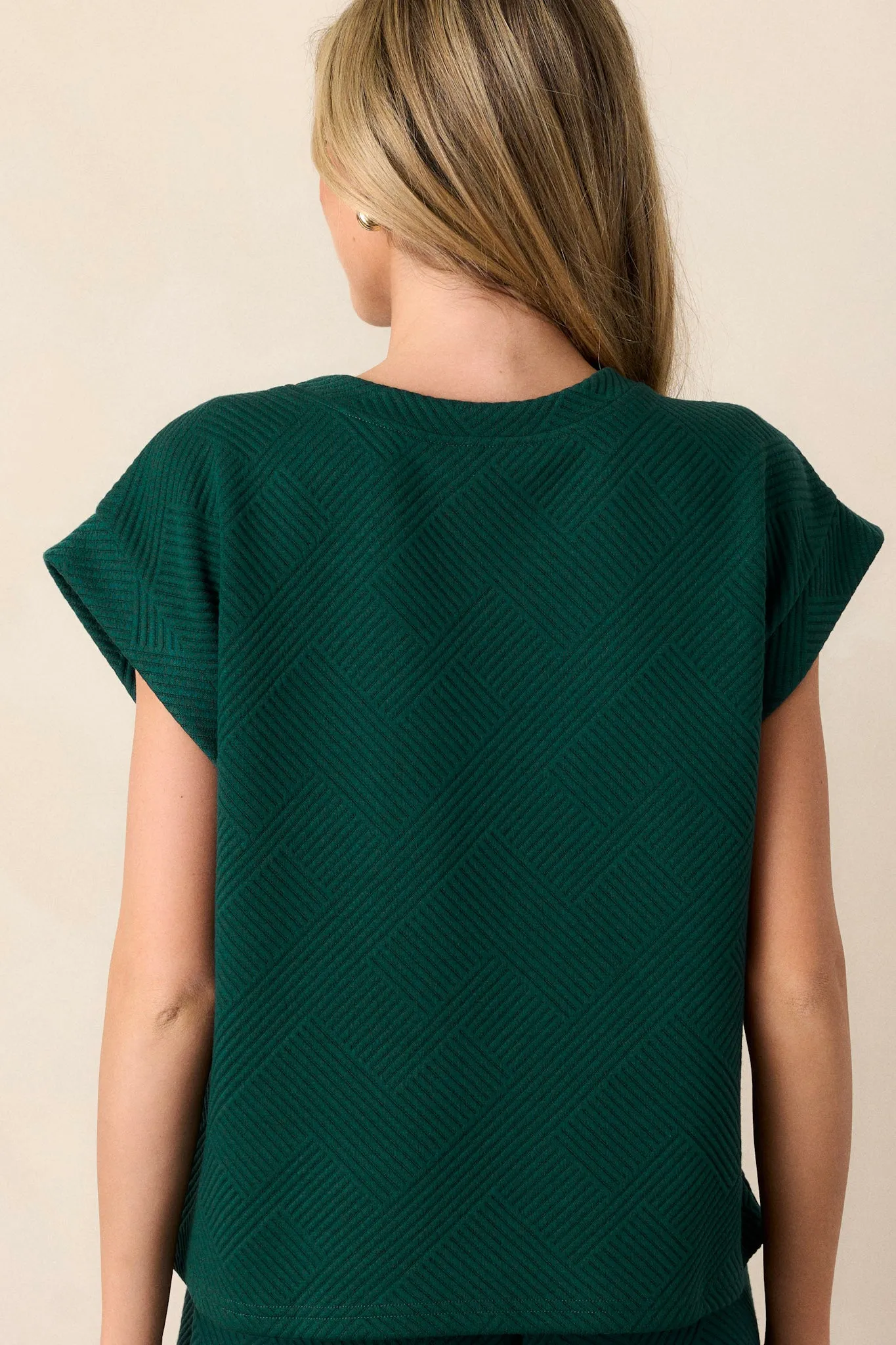 Keep It Creative Forest Green Textured Short Sleeve Top