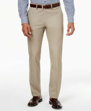 Kenneth Cole Reaction Mens Slim fit Dress Pants 34 / 34 Brown Solid Stretch