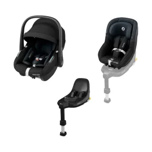 MAXI COSI Pebble S & Pearl S Family Kit Car Seat Travel System - Tonal Black