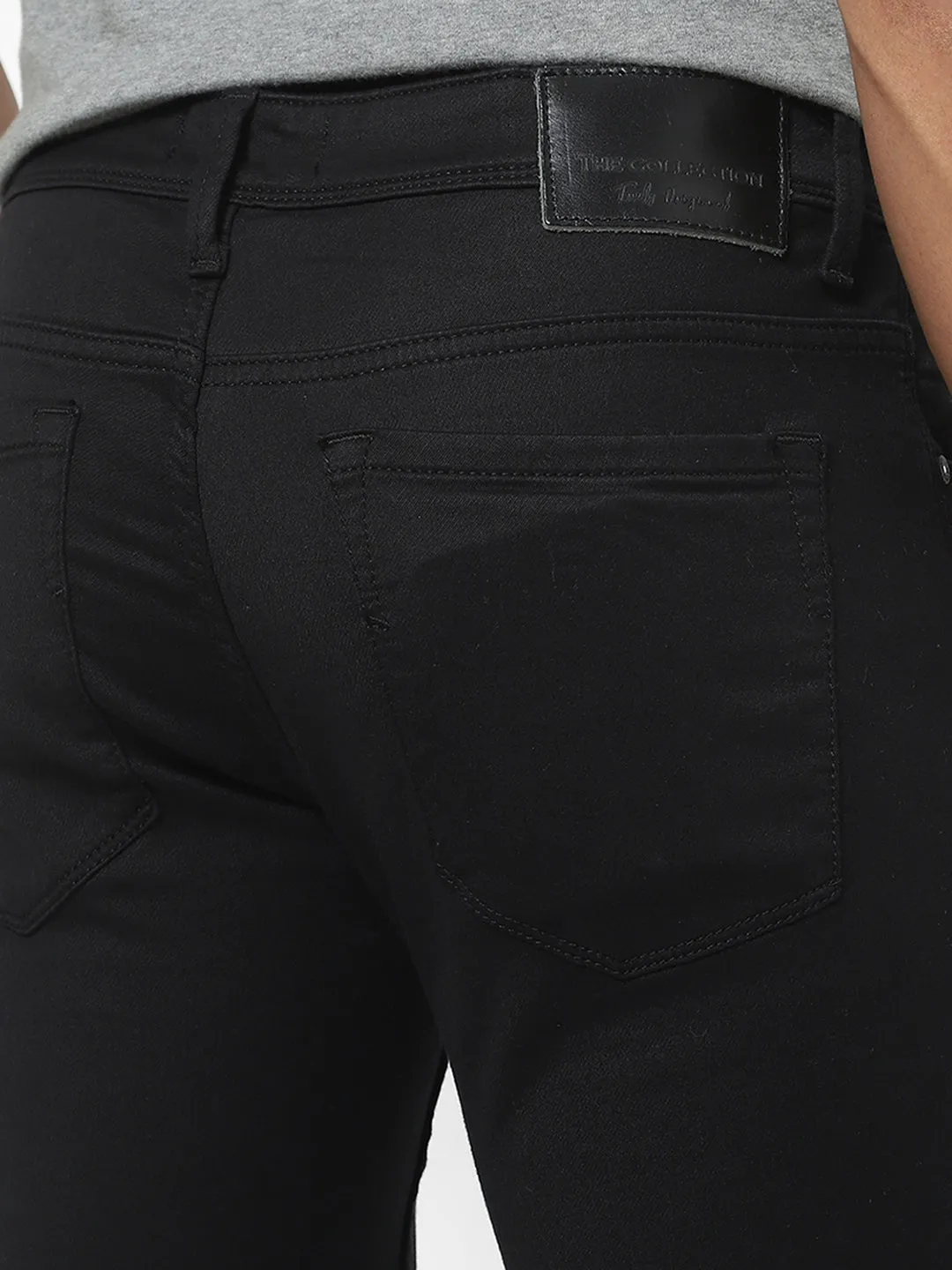 Men Slim Mid Rise Black Jeans