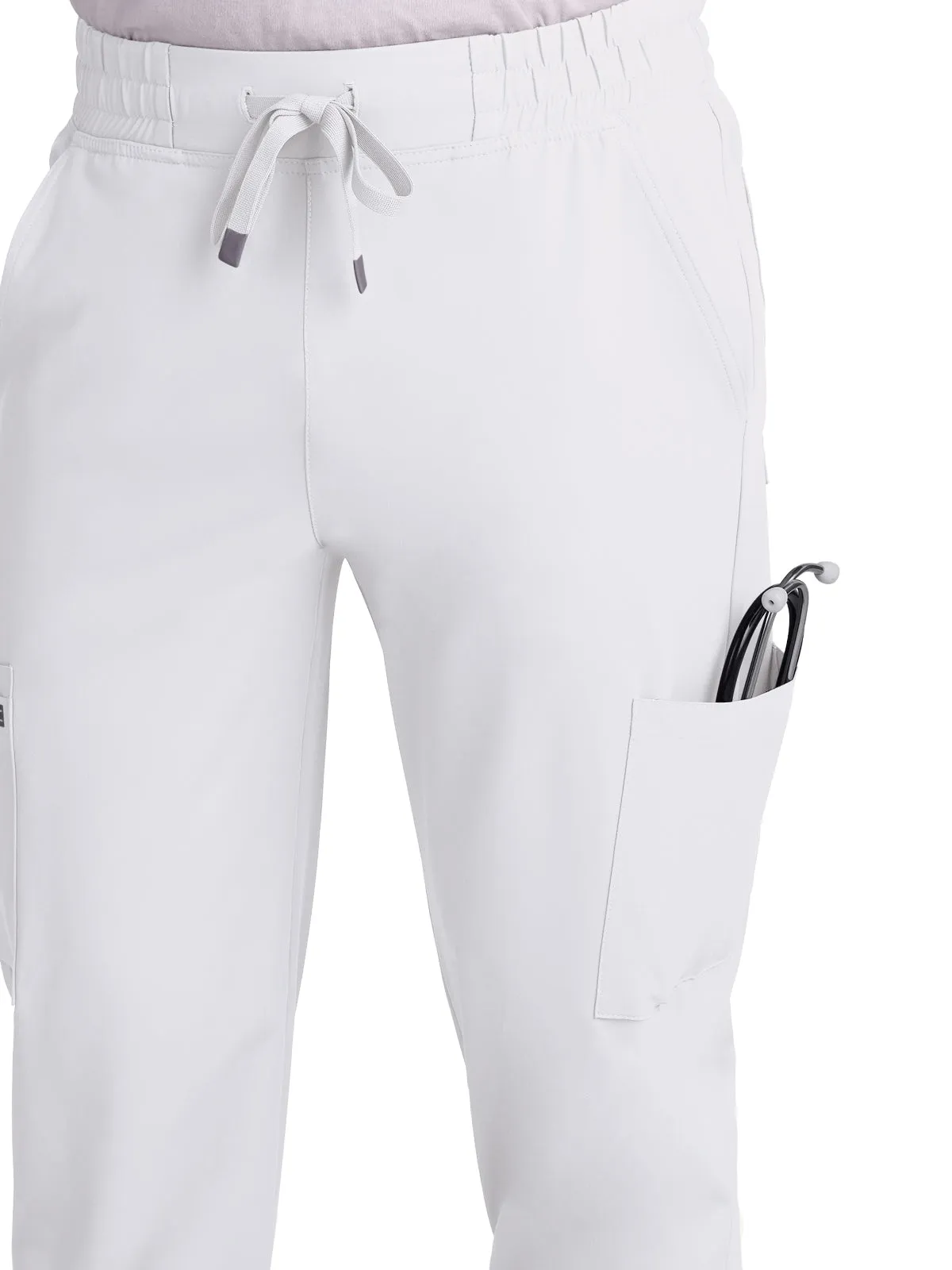 Men's 6-Pocket Drawstring Elastic Waist Neuro Pant - C601 - White