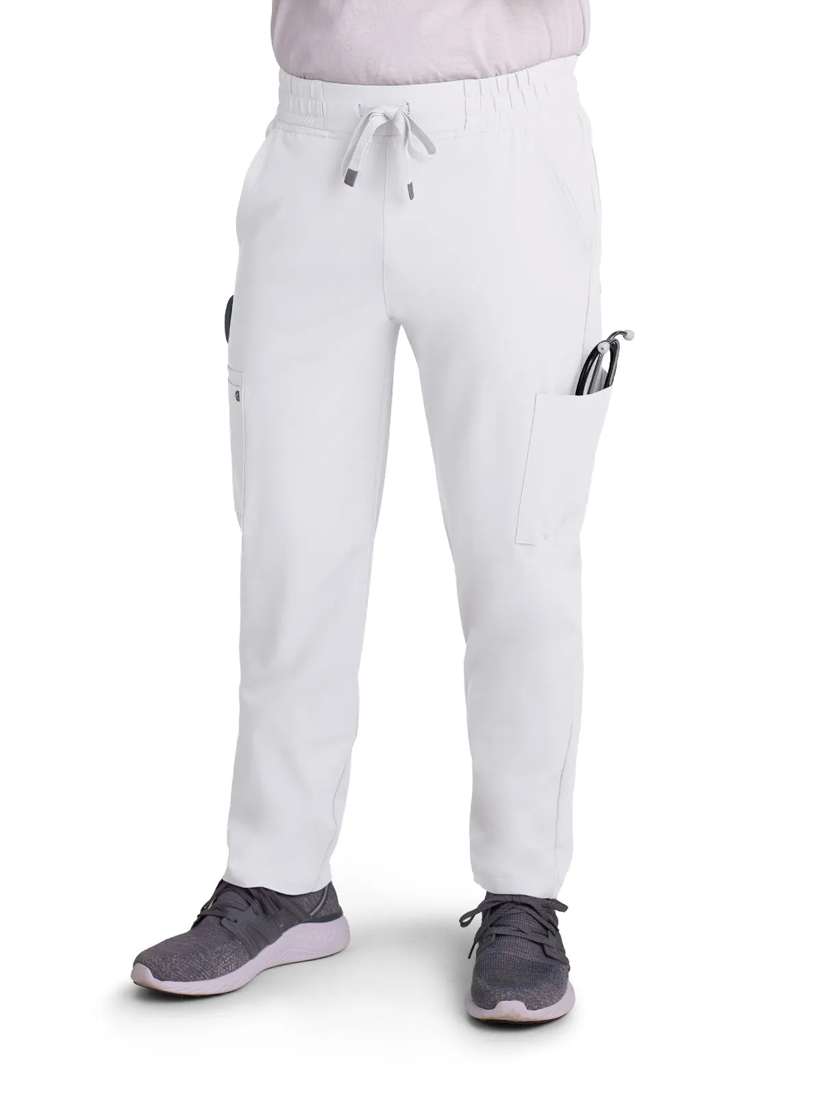 Men's 6-Pocket Drawstring Elastic Waist Neuro Pant - C601 - White