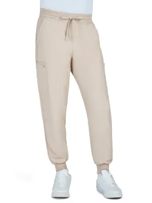 Men's Drawstring Elastic Waist Connective Jogger Pant - C600 - Khaki