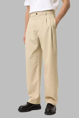 Men's Stone High-Waist Pleated Relaxed Fit Pants - Wessi