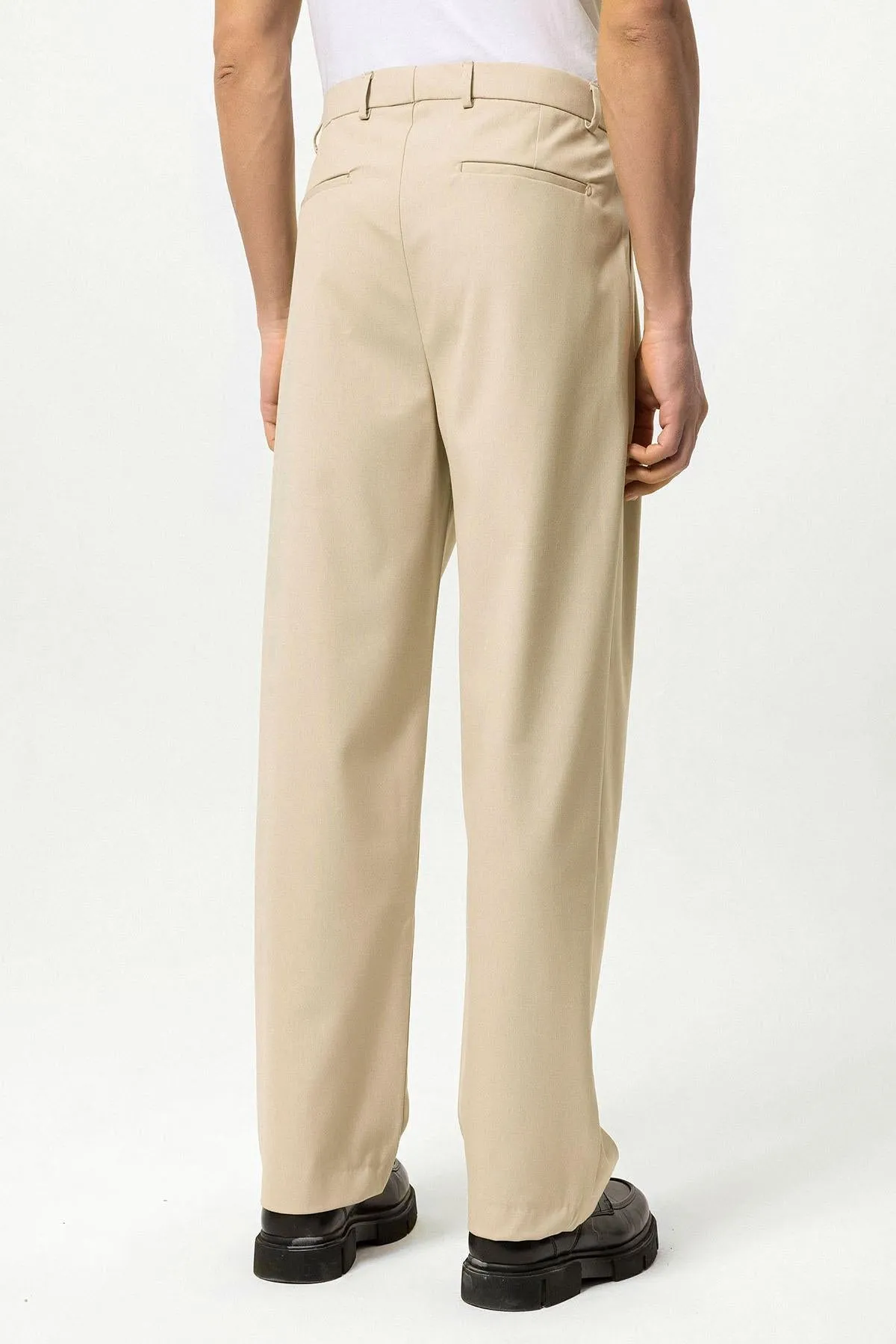 Men's Stone High-Waist Pleated Relaxed Fit Pants - Wessi
