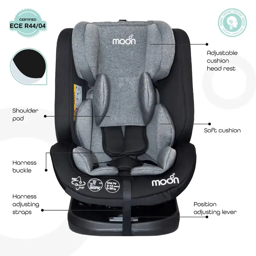 Moon Rover Baby/Infant Car Seat Group (0 ,1,2,3) 360° Rotate - Black