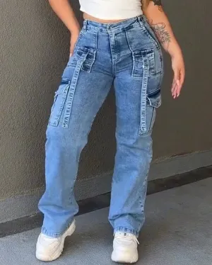 Multi-Pocket Slim Fit Jeans