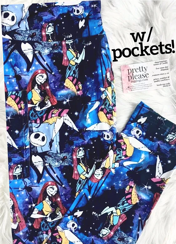 NBC Jack & Sally Love Super SOFT Leggings Disney Halloween OS TC Plus Holiday rts