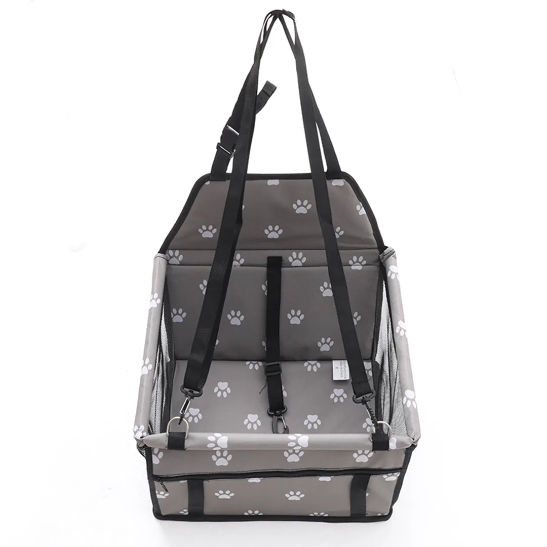 NNEAGS 2X Waterproof Pet Booster Car Seat Breathable Mesh Safety Travel Portable Dog Carrier Bag Grey