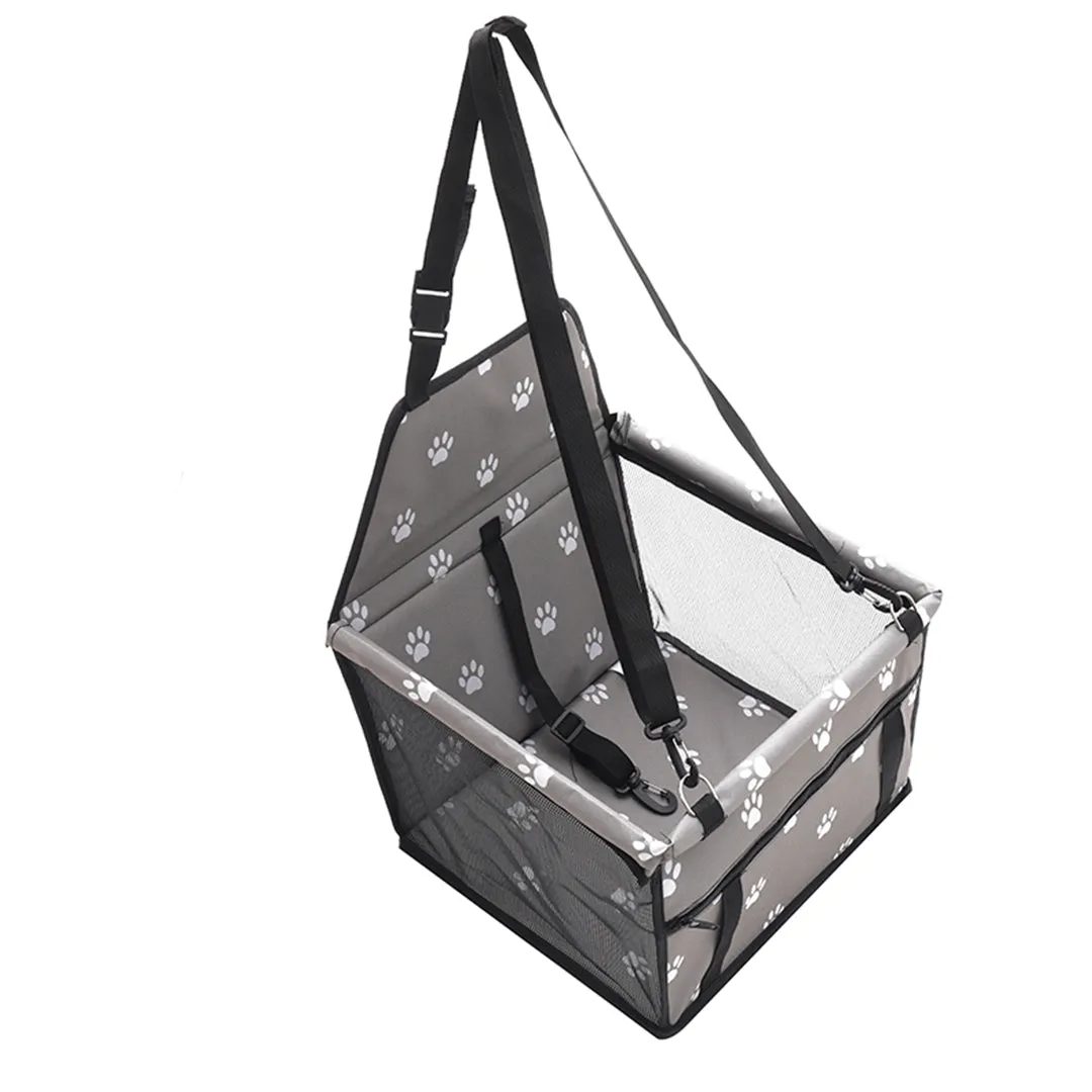 NNEAGS 2X Waterproof Pet Booster Car Seat Breathable Mesh Safety Travel Portable Dog Carrier Bag Grey
