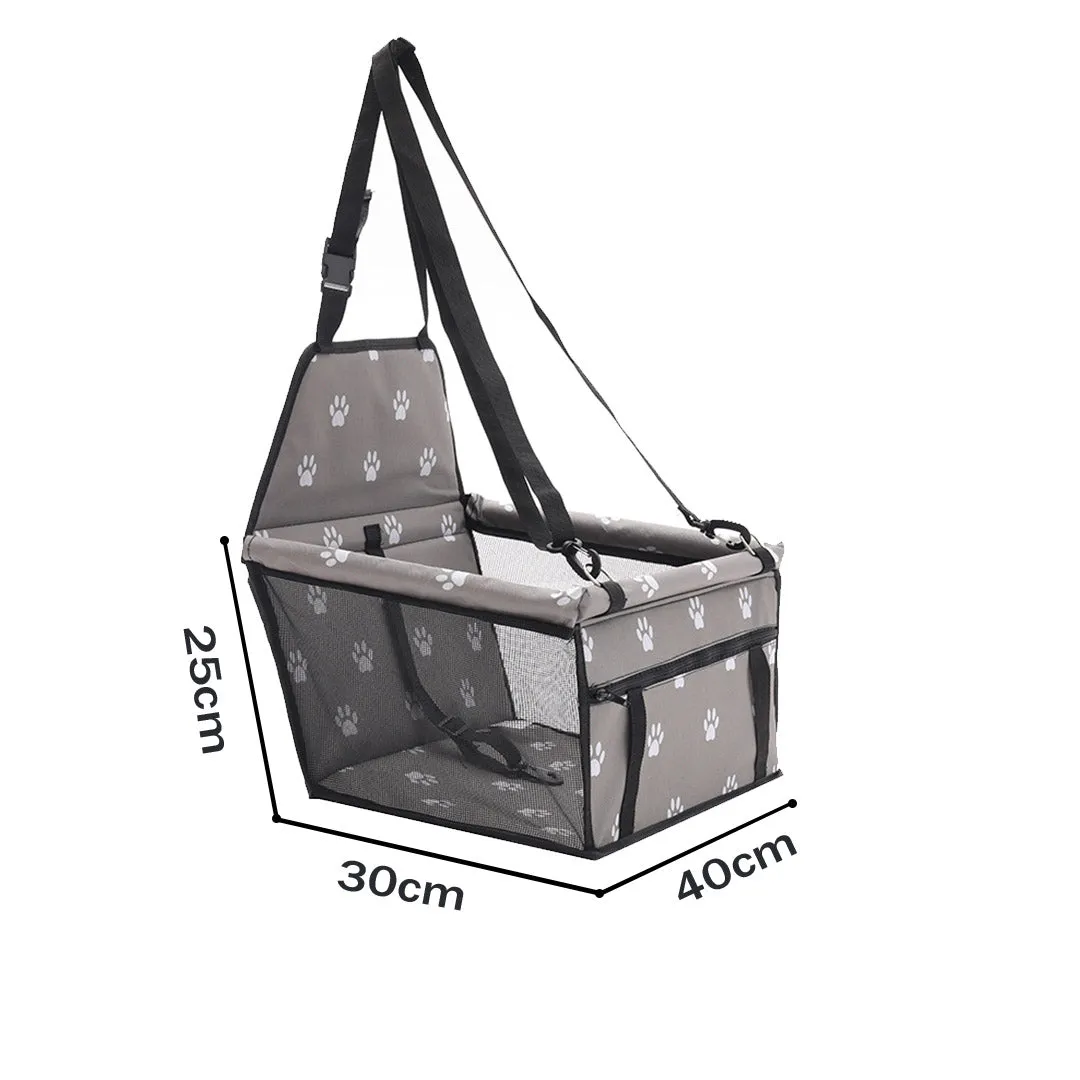 NNEAGS 2X Waterproof Pet Booster Car Seat Breathable Mesh Safety Travel Portable Dog Carrier Bag Grey