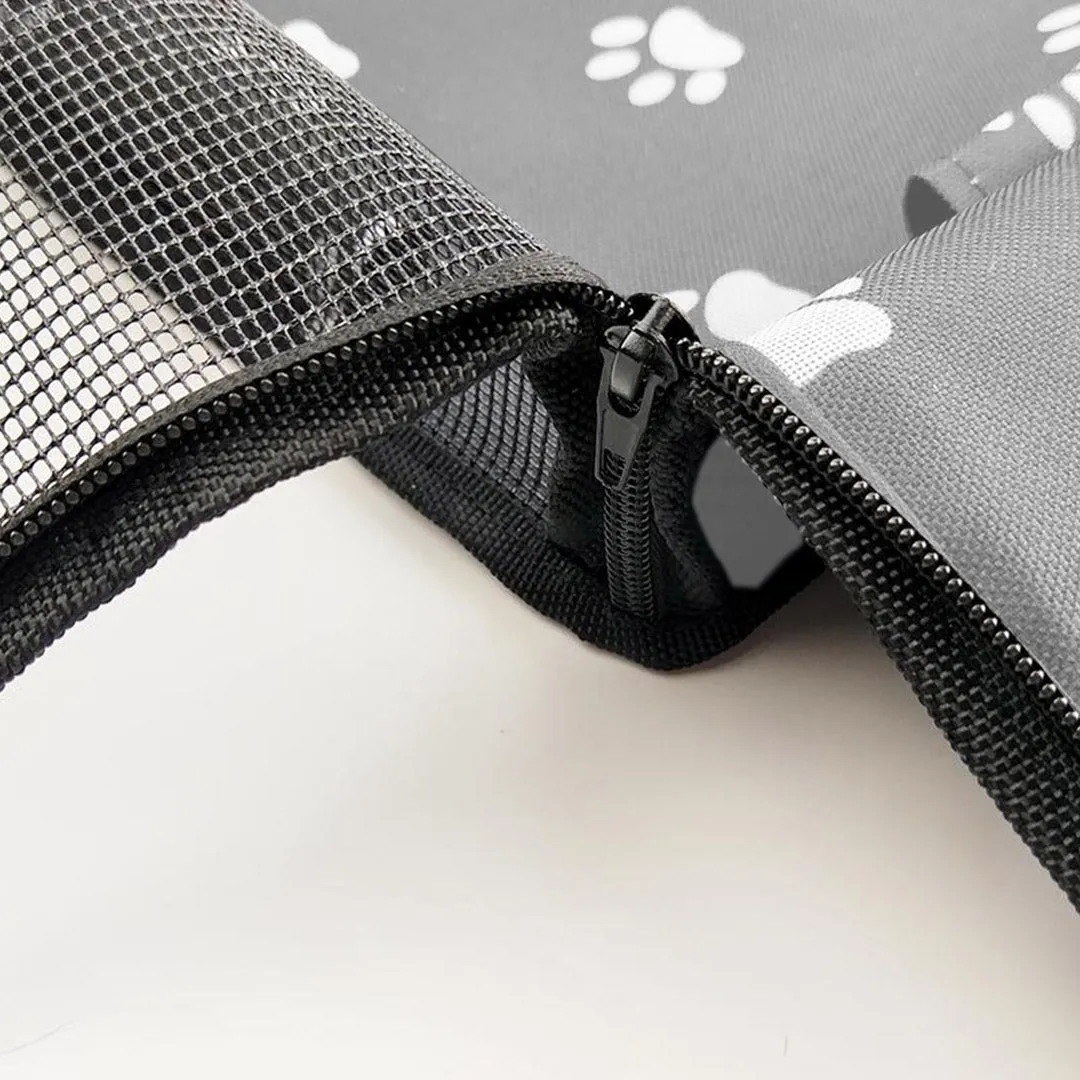 NNEAGS 2X Waterproof Pet Booster Car Seat Breathable Mesh Safety Travel Portable Dog Carrier Bag Grey