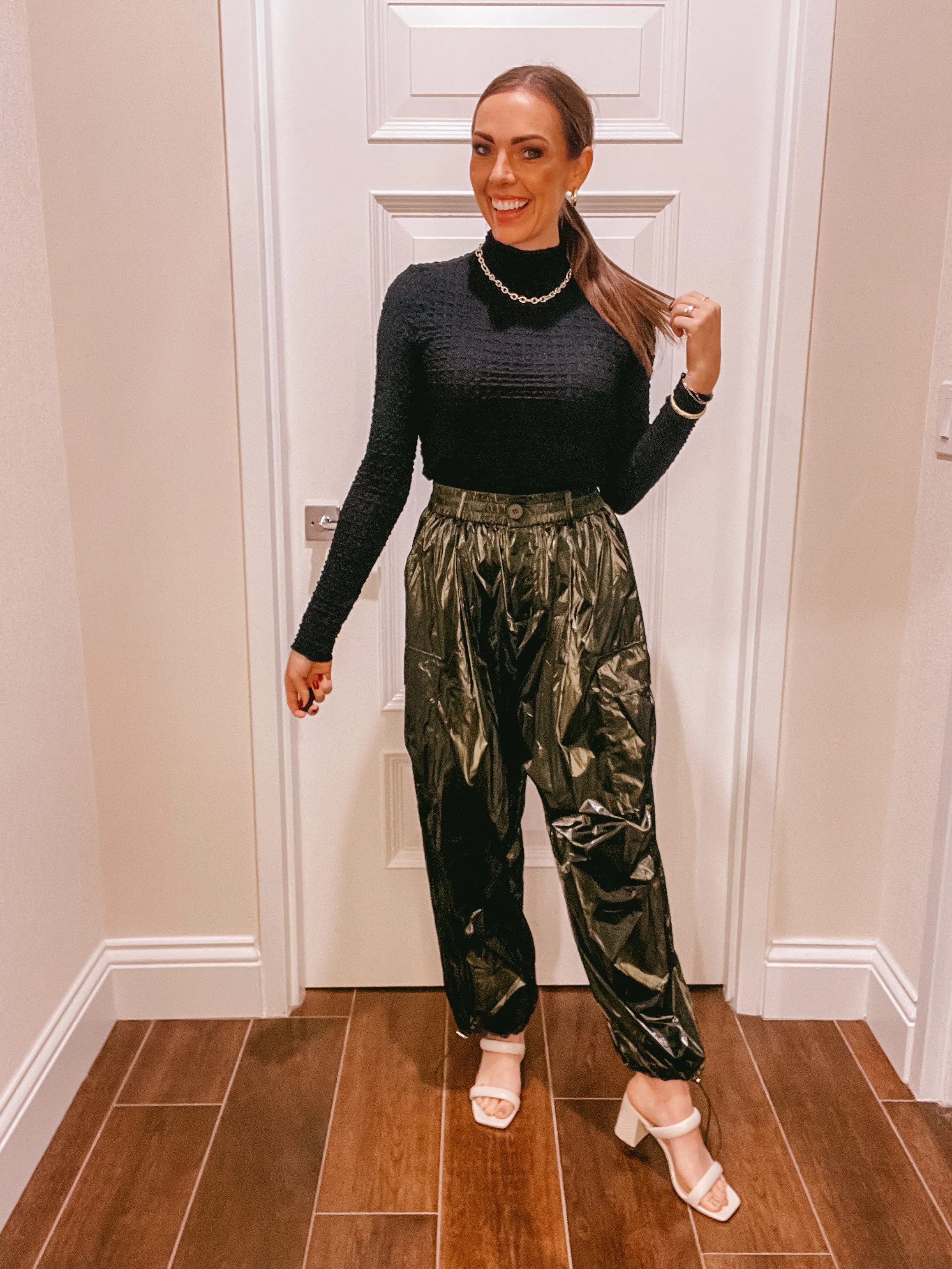 Olive Metallic Cargo Pant