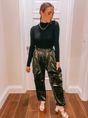 Olive Metallic Cargo Pant