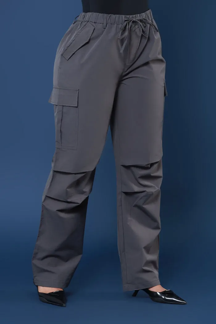 Overqualified Wide Leg Parachute Pants - Charcoal