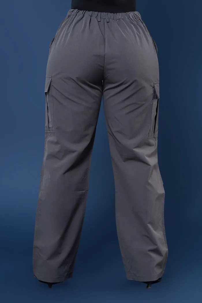 Overqualified Wide Leg Parachute Pants - Charcoal