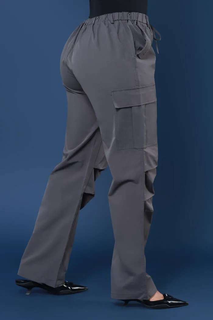 Overqualified Wide Leg Parachute Pants - Charcoal