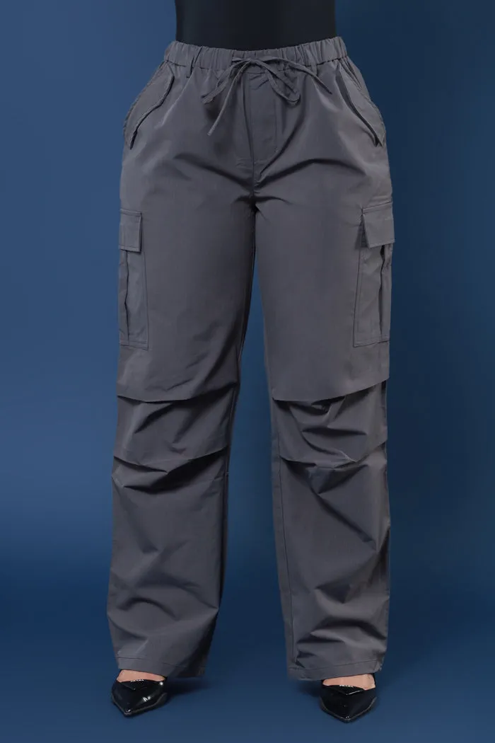 Overqualified Wide Leg Parachute Pants - Charcoal