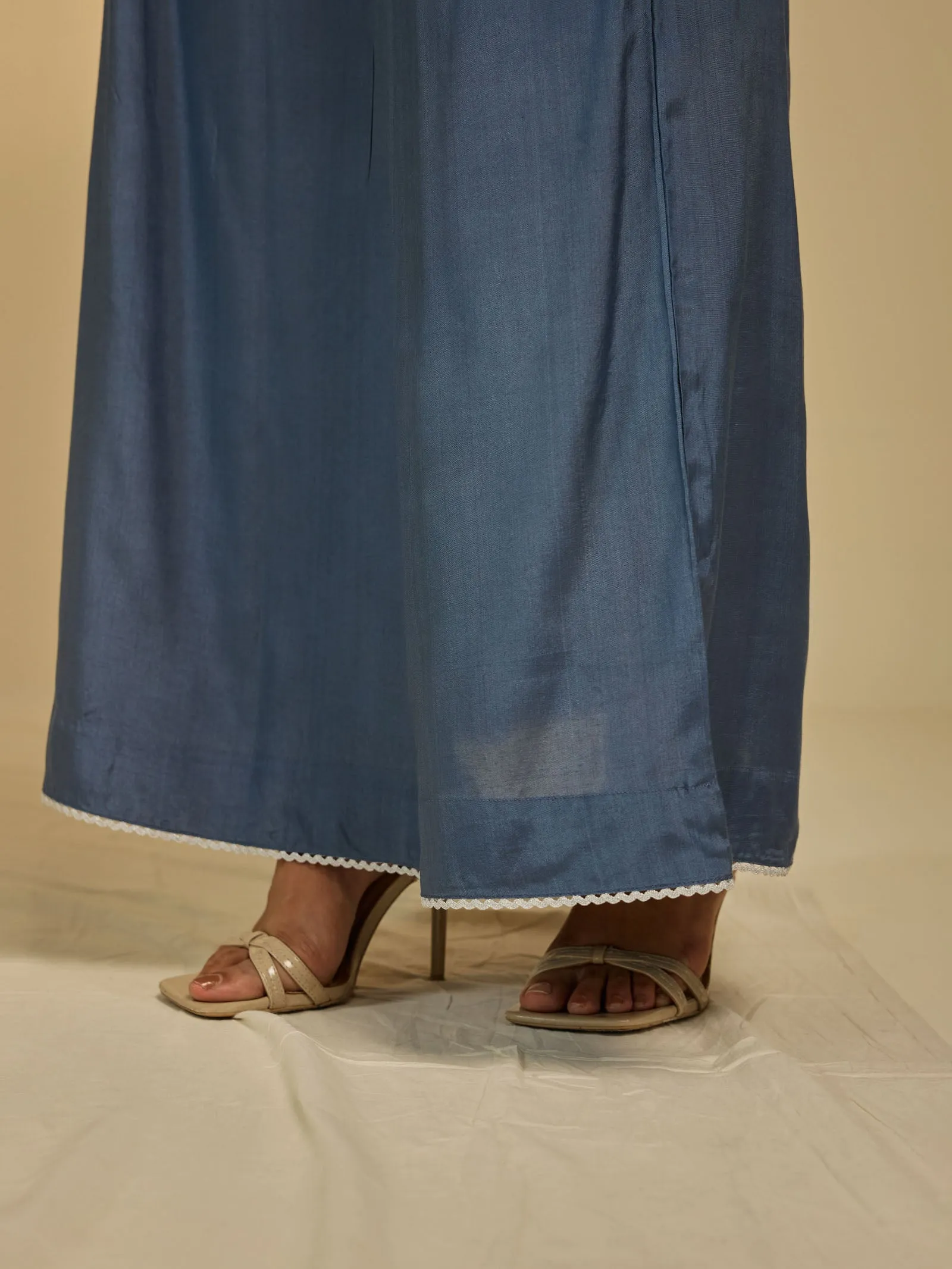 Oyster Blue Organza Saree