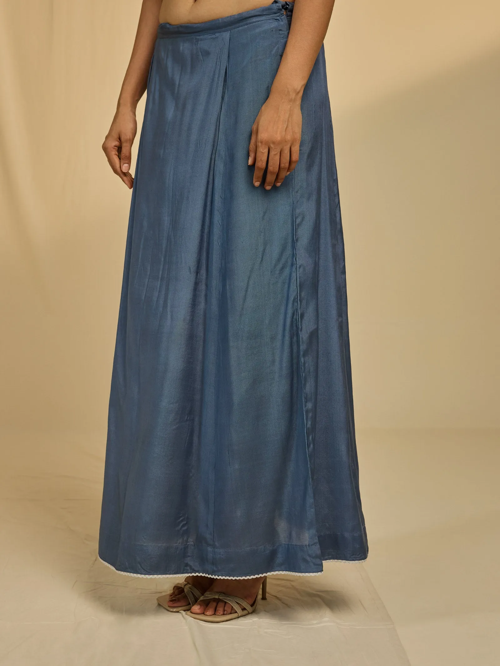 Oyster Blue Organza Saree