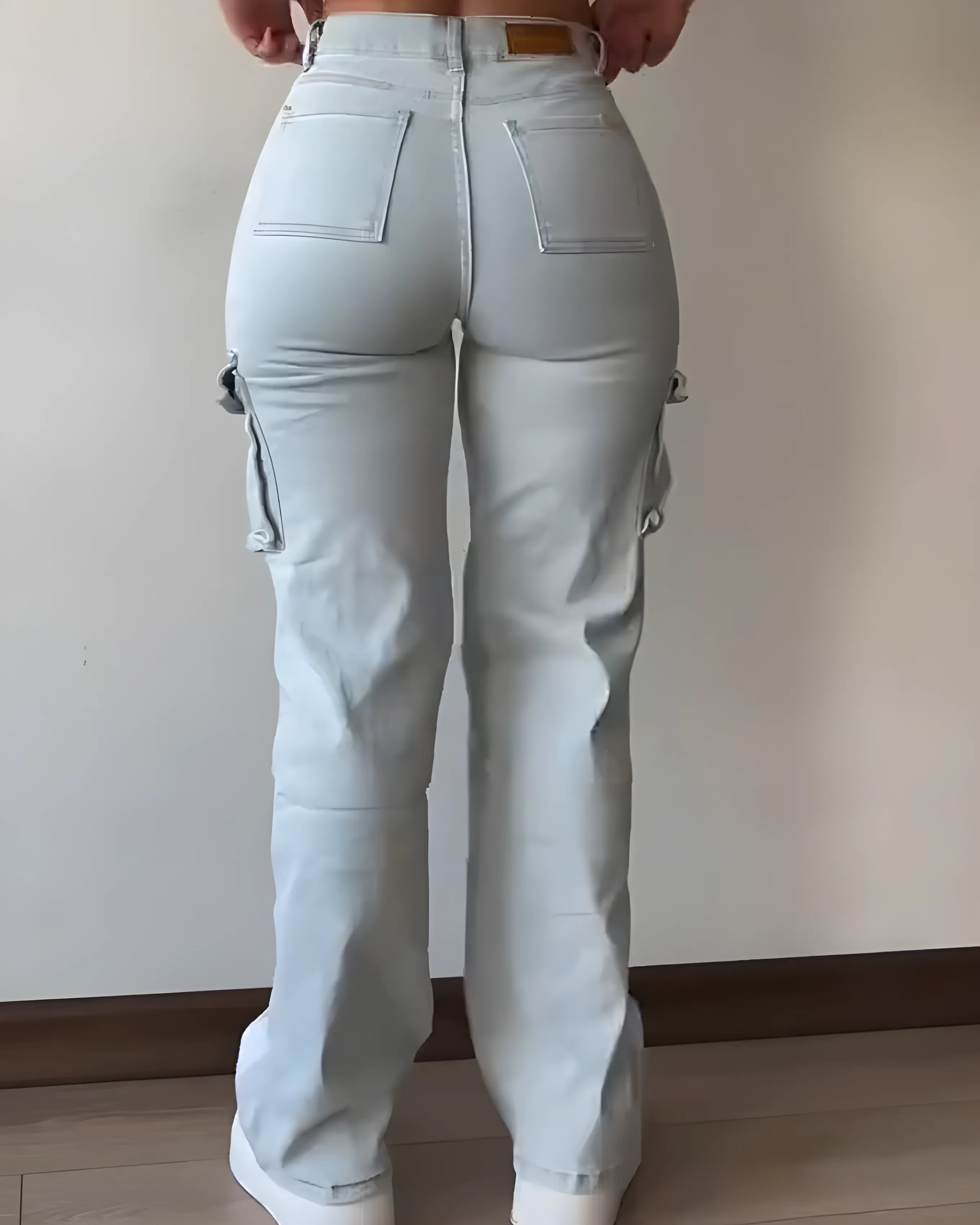 Paneled Straight Jeans with Pockets