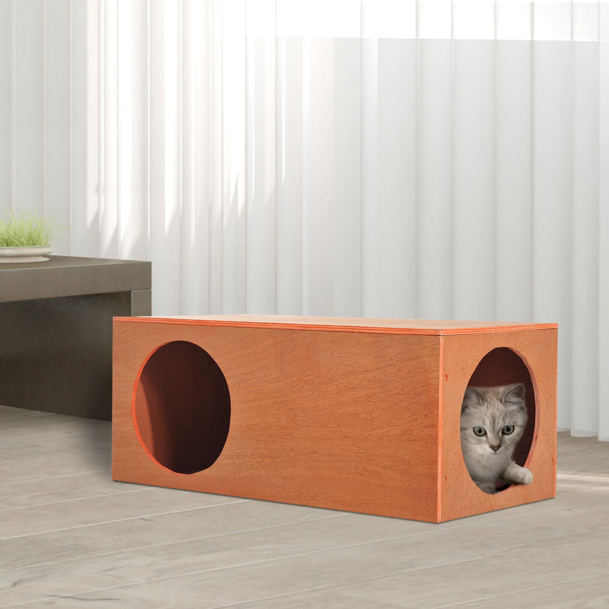 Pawhut MDF Cat House Pet Kitty Home Rabbit Cage Play Waterproof Shelter Hide