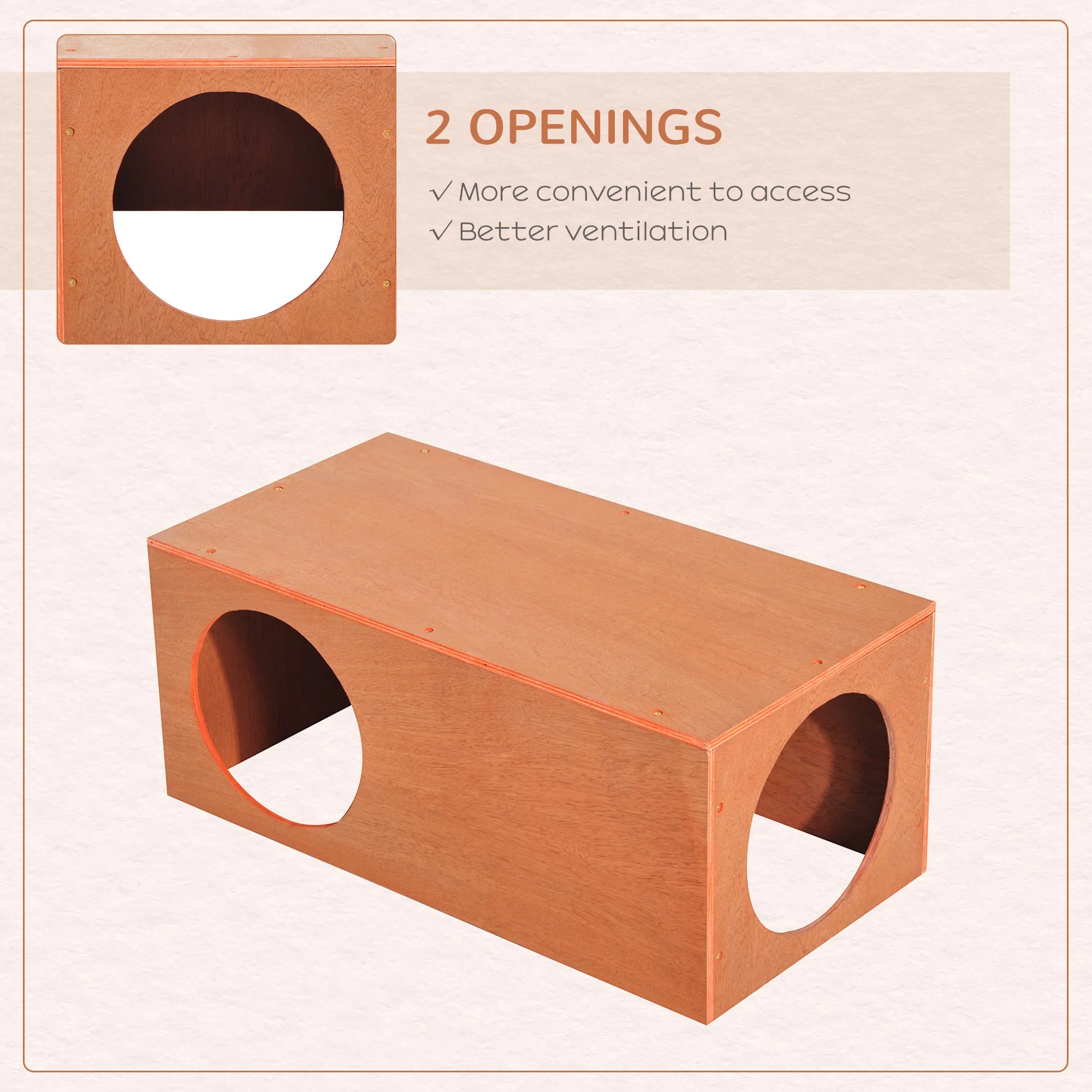 Pawhut MDF Cat House Pet Kitty Home Rabbit Cage Play Waterproof Shelter Hide
