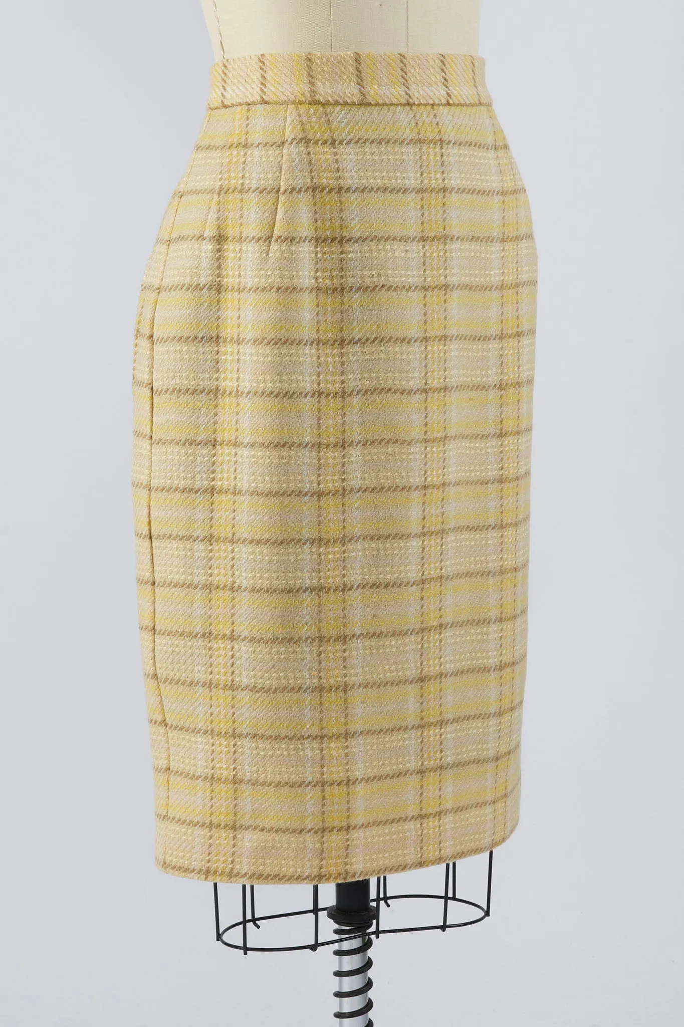 Pencil Skirt in Mohair Tartan