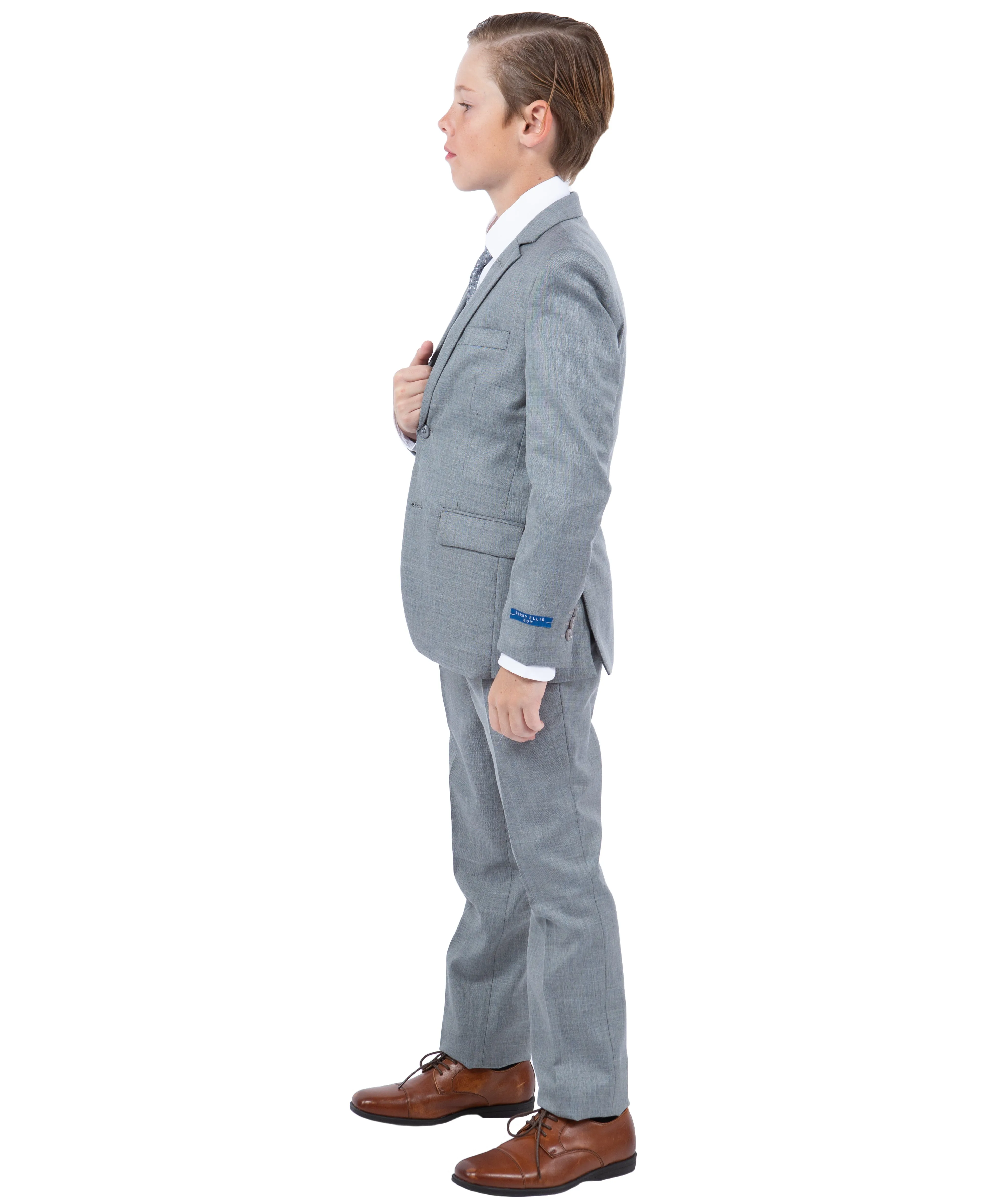 Perry Ellis Boys Sharkskin-5pc Suit, Shark Grey