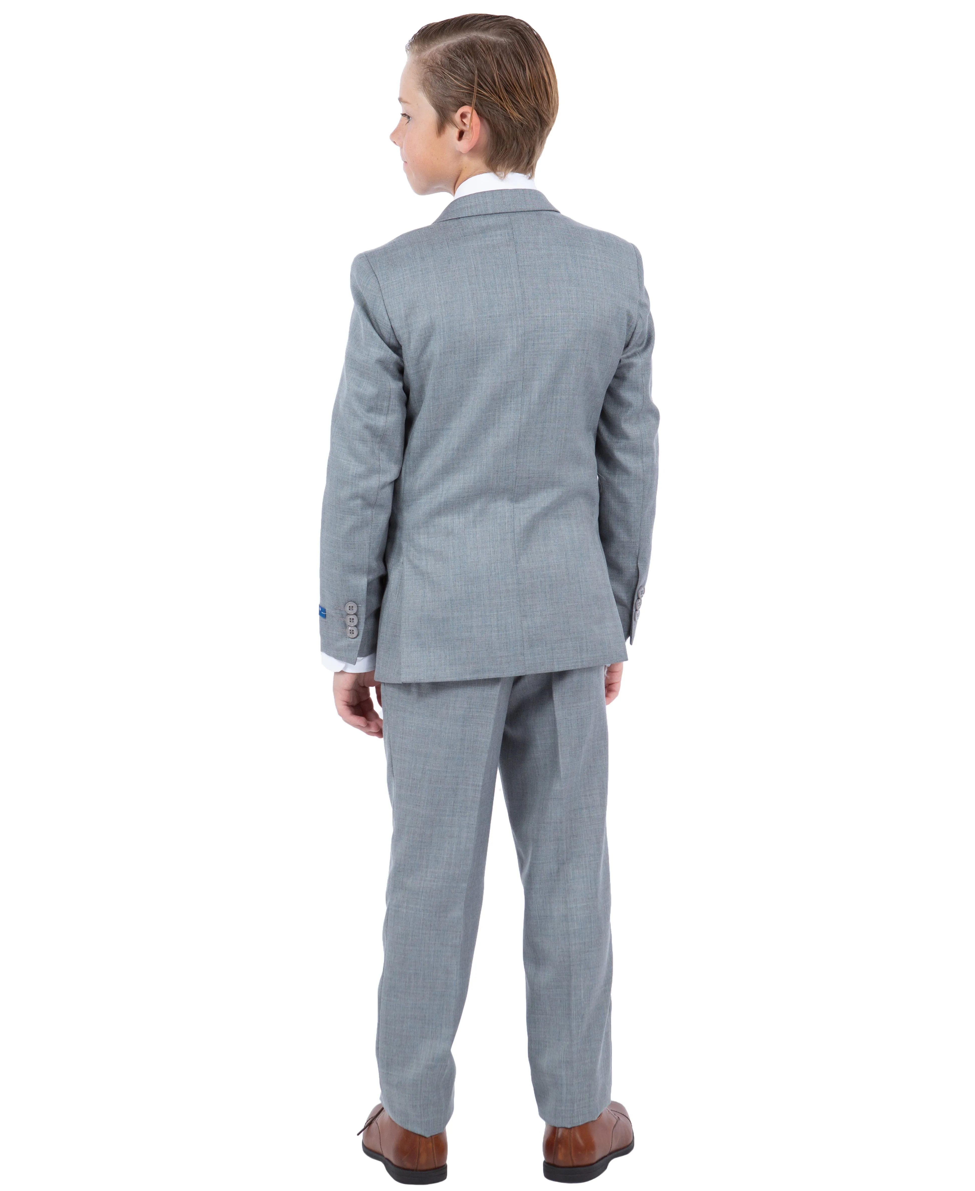 Perry Ellis Boys Sharkskin-5pc Suit, Shark Grey