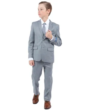 Perry Ellis Boys Sharkskin-5pc Suit, Shark Grey