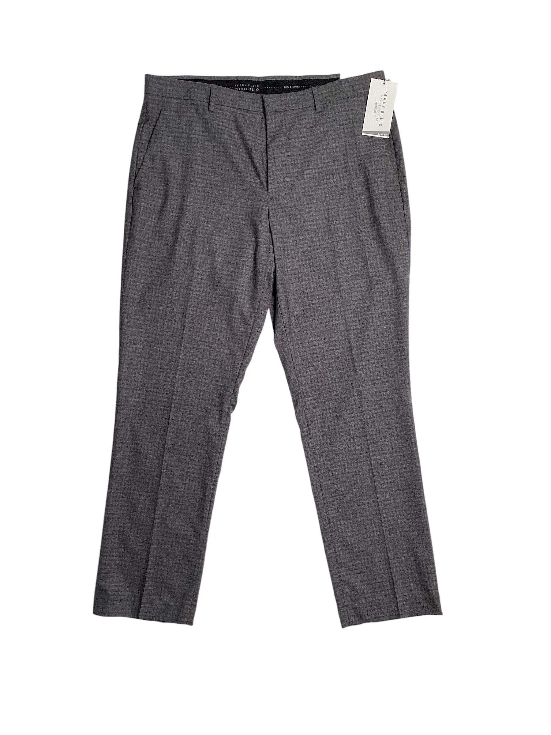 Perry Ellis Portfolio Mens Slim Fit Casual Pants Charcoal Grey 33 x 32