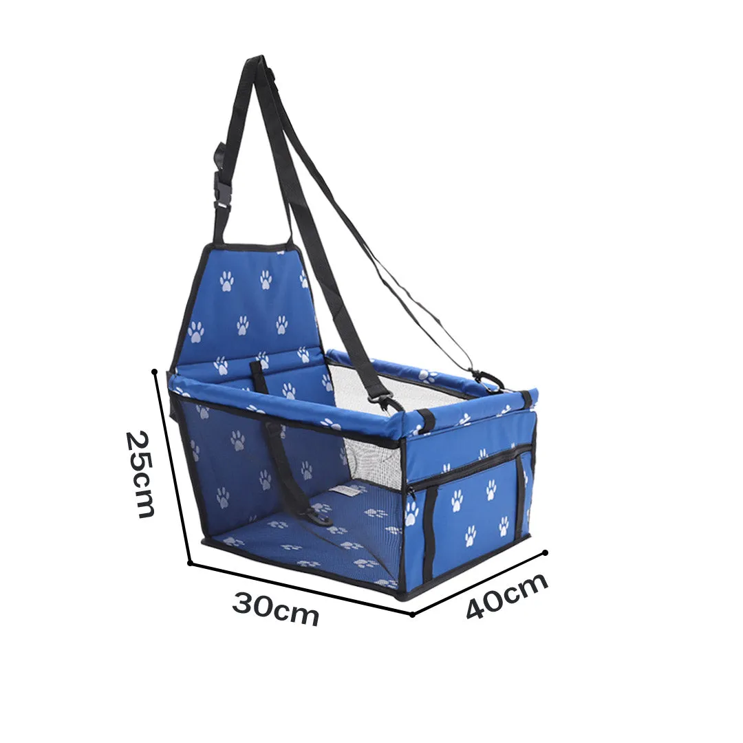 Pet Booster Car Seat Premium Waterproof Breathable Mesh Safety Travel Portable Dog Carrier Bag - Blue