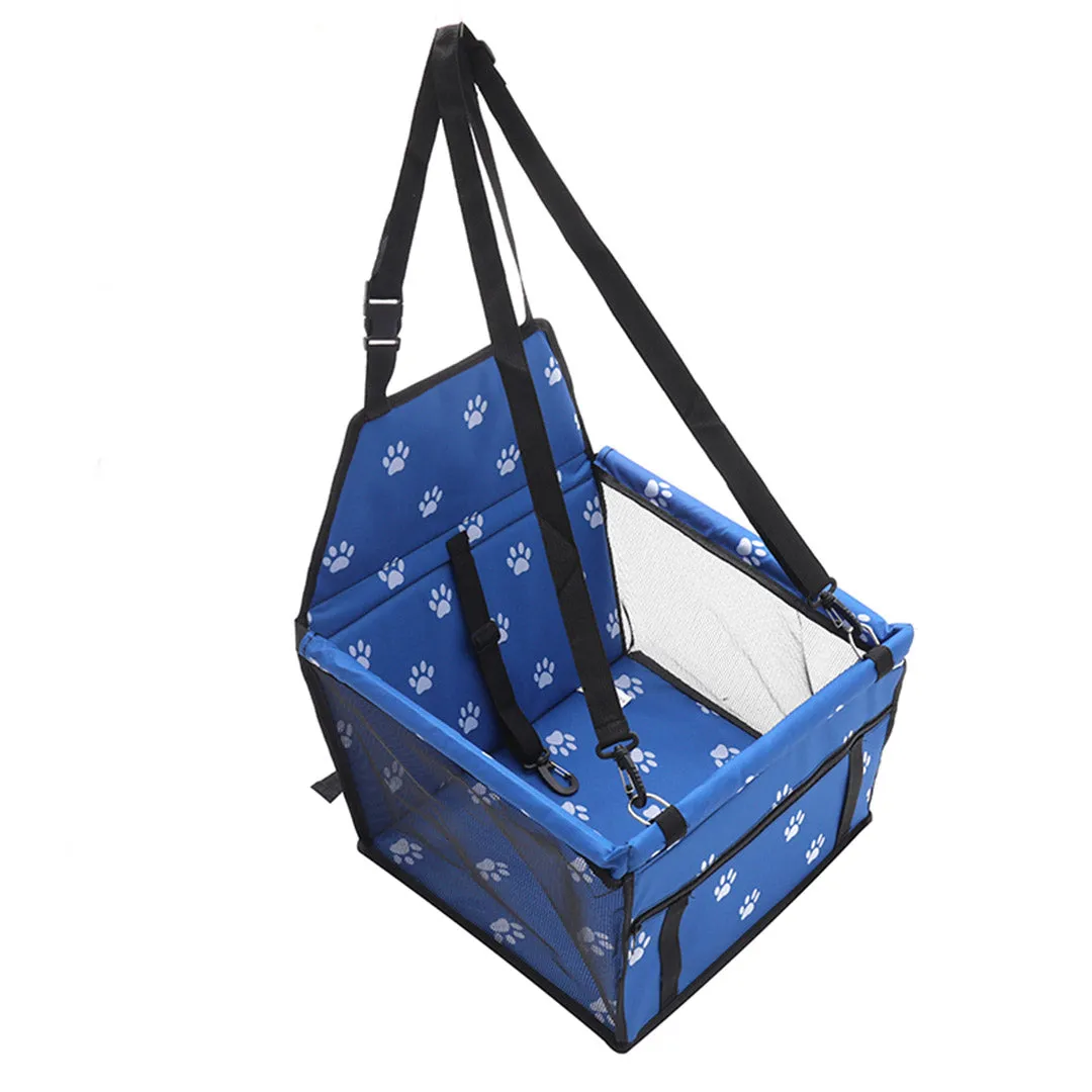 Pet Booster Car Seat Premium Waterproof Breathable Mesh Safety Travel Portable Dog Carrier Bag - Blue