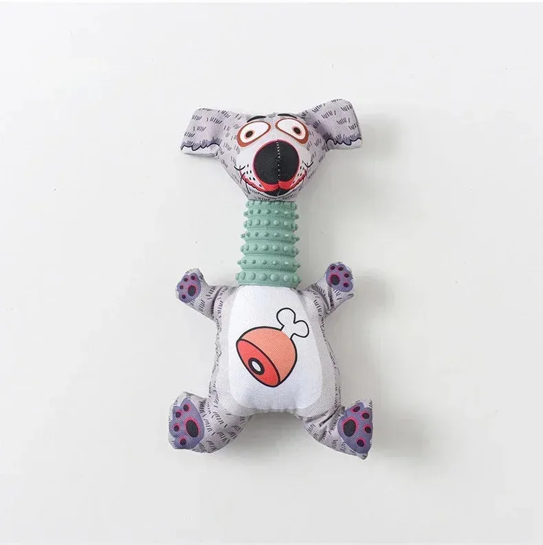 Pet Plush Toy Cat Dog Puzzle Toy Cute Animals Bite Resistant Interactive Squeaky Pet Dog Teeth Cleaning Chew Toy Pet Supplies