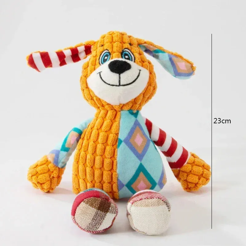 Pet Plush Toy Cat Dog Puzzle Toy Cute Animals Bite Resistant Interactive Squeaky Pet Dog Teeth Cleaning Chew Toy Pet Supplies