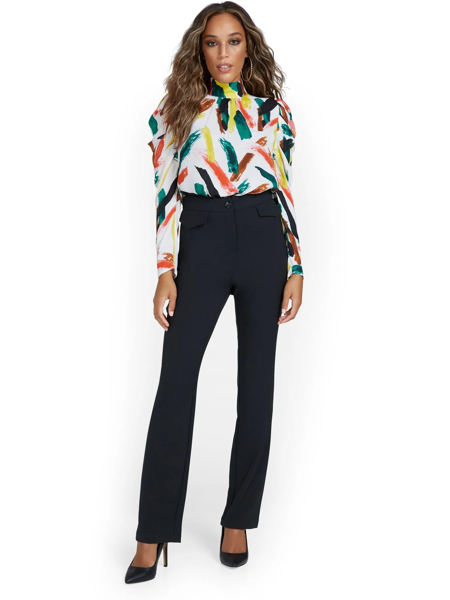 Petite High-Waisted Straight-Leg Pant - Premium Stretch