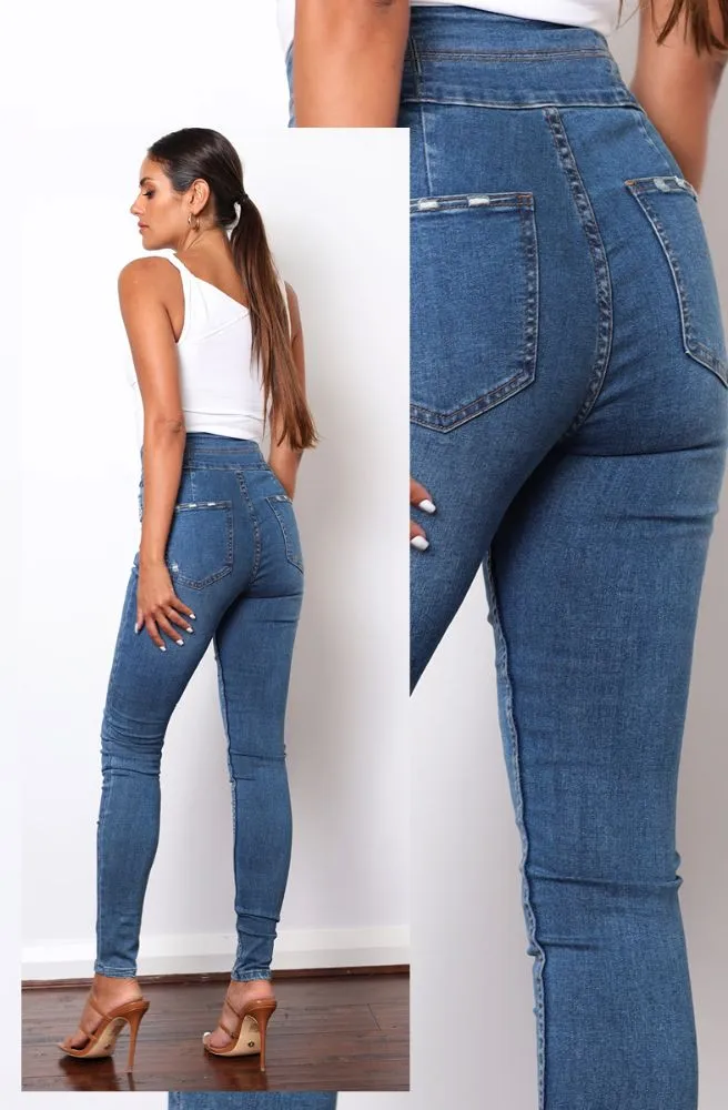 Pipe Leg Stretch Jeans