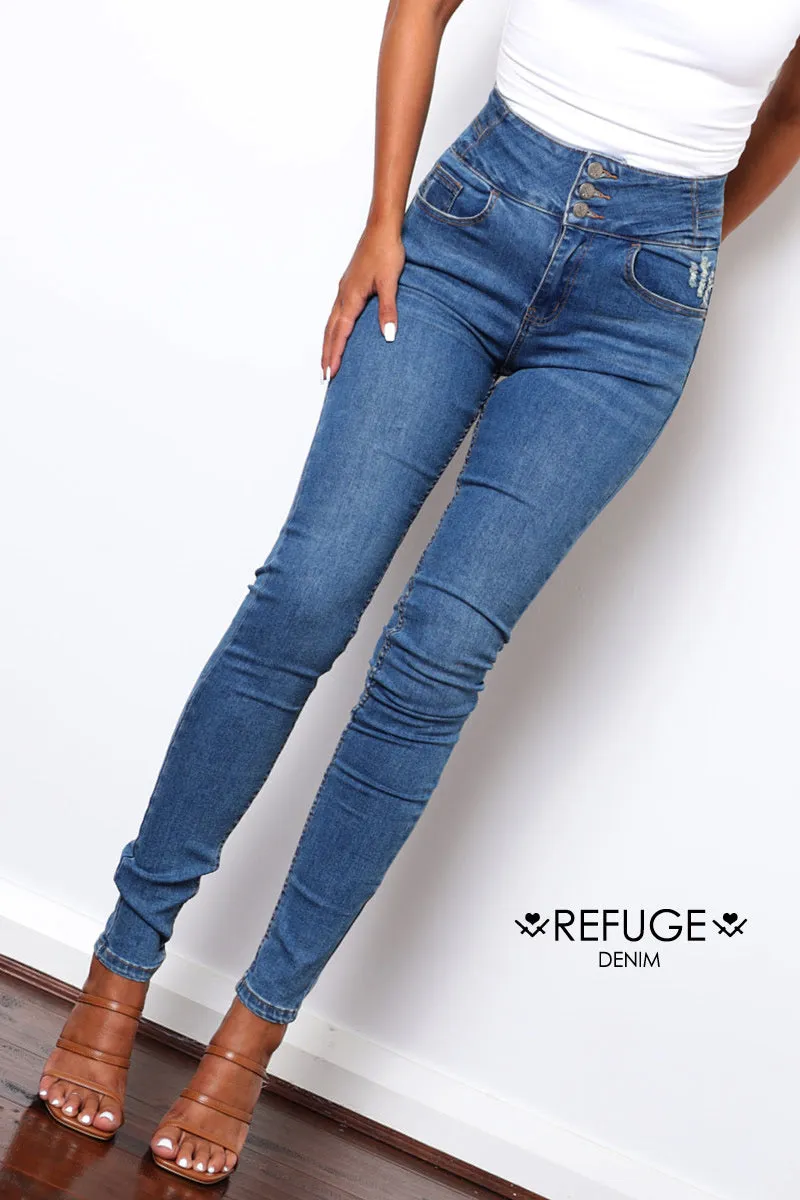 Pipe Leg Stretch Jeans
