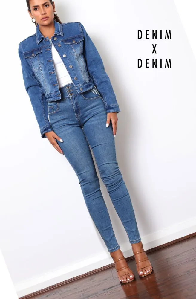 Pipe Leg Stretch Jeans