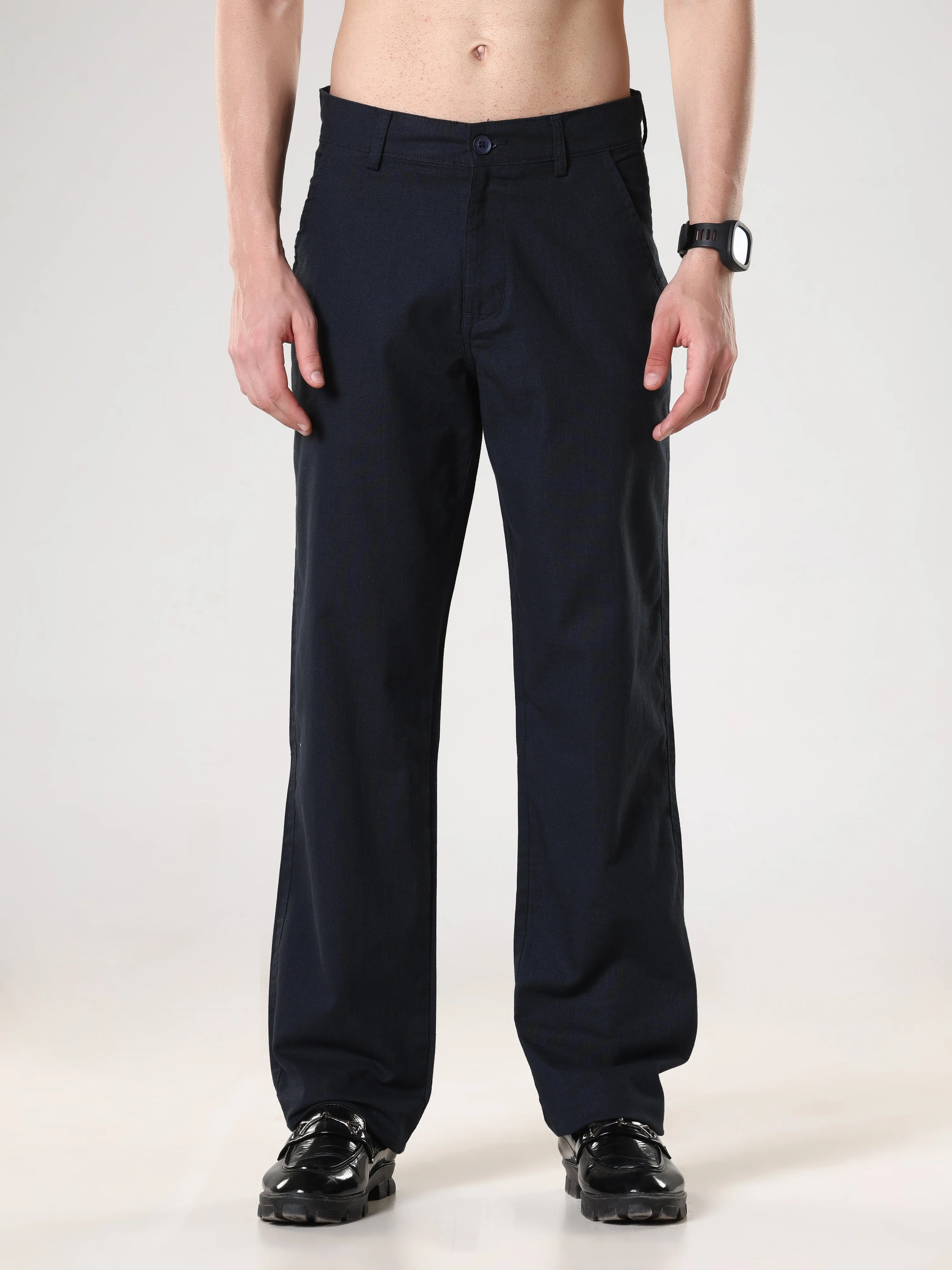 Piper - Comfort Fit Linen Trouser - Navy Blue