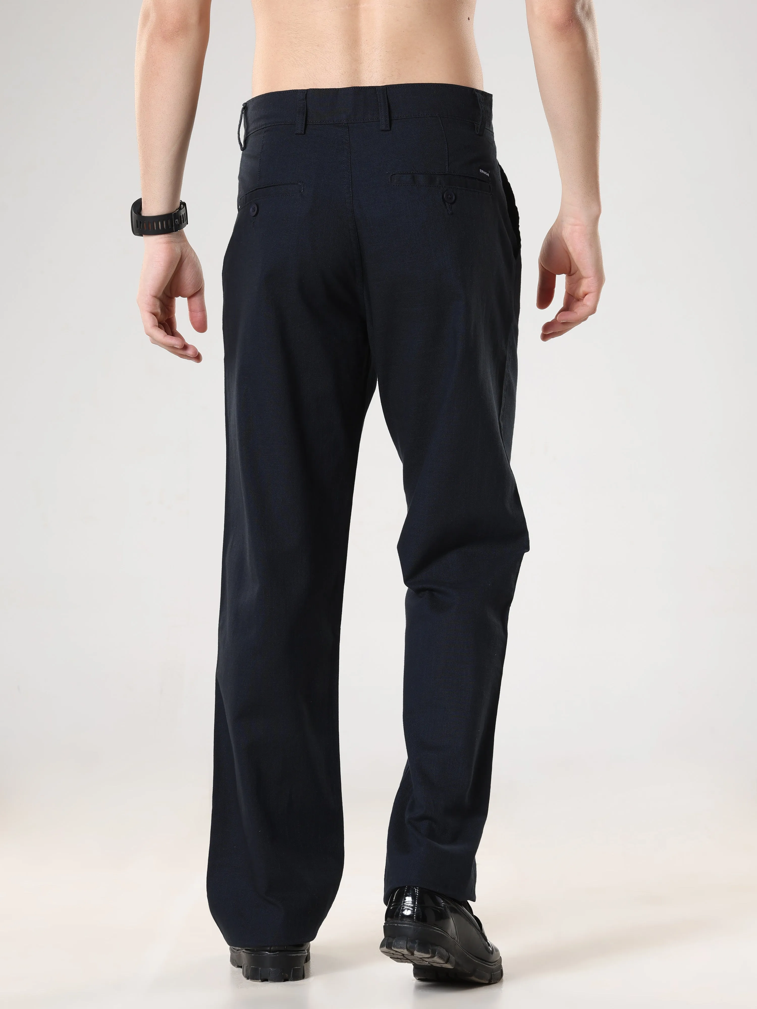 Piper - Comfort Fit Linen Trouser - Navy Blue
